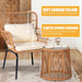3 Pieces Outdoor Wicker Bistro Patio Furniture Set, Porch Furniture Rattan Conversation Sets with Side Table and Cushions for Garden Poolside Backyard, Yellow/Beige