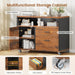 71" Executive Desk with Rolling File Cabinet, Large Office Desk with Drawers, L Shaped Computer Desk with Power Outlets, CPU Stand, Pegboard and Storage Shelves, Rustic Brown