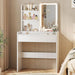 White Vanity Desk Mirror Featuring Integrated Lighting