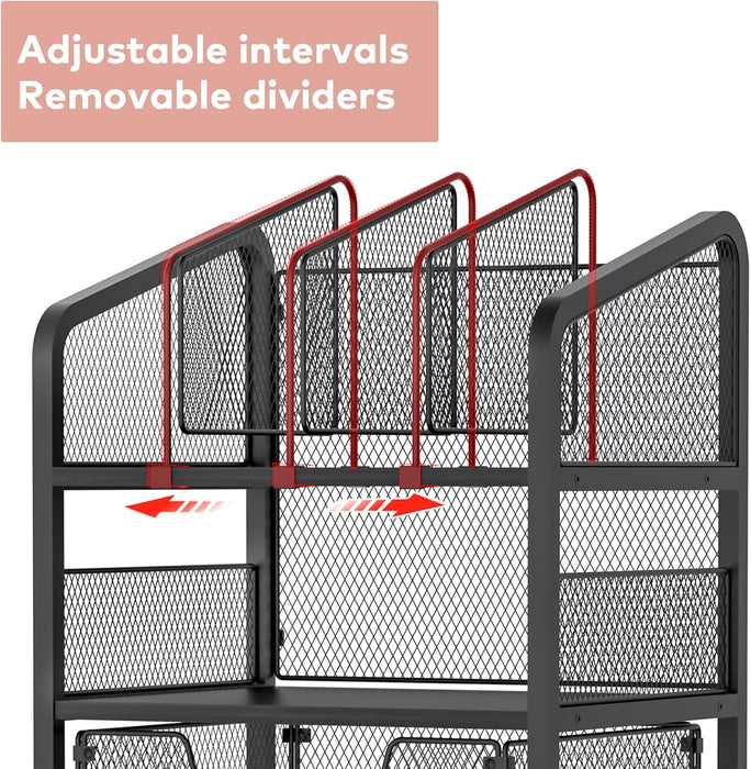 Rolling 4-Tier File Cabinet with Hanging Folders