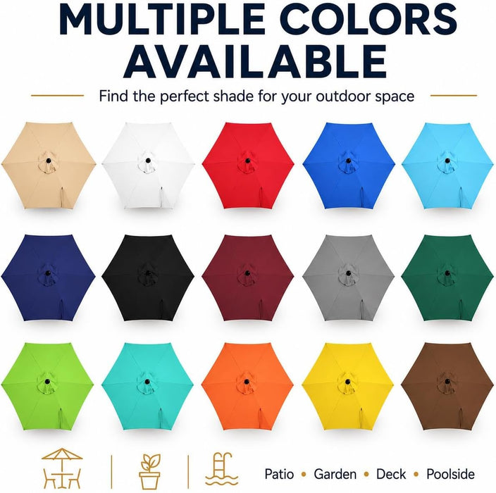Yaheetech 9FT Patio Umbrella W/Push Button Tilt & Crank UPF 50+, Tan | Water-Resistant Fabric, UV Protection, Patio Table Umbrella, Adjustable Canopy, Yard Sun Shade for Garden, Deck, Yard, Pool