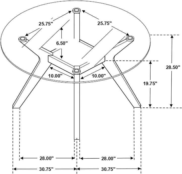 FortyEightInch Tempered Glass Round Dining Table NutmegFinish