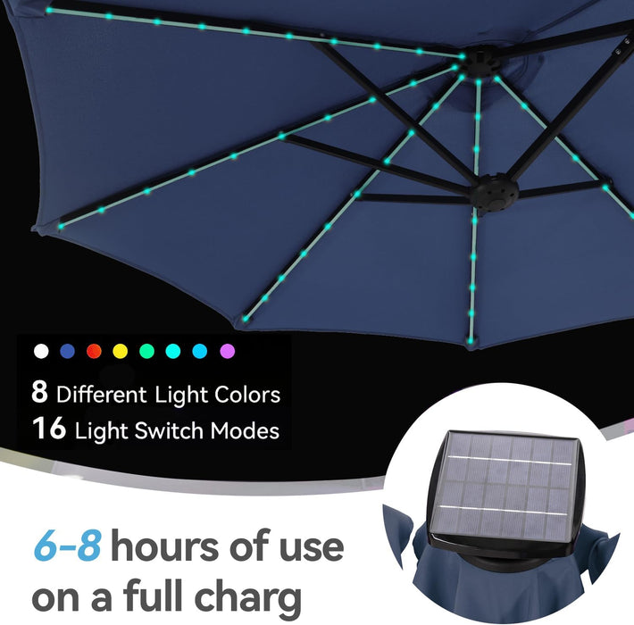 13Ft Patio Umbrella with Led Lights, Rectangle Outdoor Umbrella