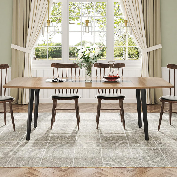Tribesigns Modern Dining Table for 6 People, 70.86L X30.71W X 29.52H Inches Rectangle Kitchen Table Patio Table for Backyard,Dinning Room&Kitchen,Light Walnut