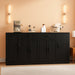71” Large Buffet Cabinet with Storage, Sideboard Buffet Cabinet with Adjustable Shelves and 6 Soft-Close Doors, Wood Coffee Bar Console Table for Kitchen, Dining Room, Black