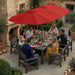 15Ft Large Patio Umbrella with Base Included, Double-Sided Rectangle Outdoor Table Umbrella with 12 Reinforced Ribs, Crank Lift for Market Pool Deck Backyard, Red