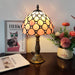 Tiffany Table Lamp 3-Way Light Handmade Bedside Lamp Small Desk Night Lamp Stained Glass Antique for Home Office Bedroom Living Room Study Room (Pink Pearls Style)