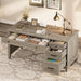 53.5" Farmhouse Computer Desk with Charging Station, Rustic Black Home Office Executive Desk, Wooden Workstation with File Cabinet Storage Drawers for Writing & Study, Rustic Gray