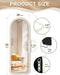 Arched Full Length Mirror, Free Standing Floor Velvet Finish Frame Mirror for Leaning or Hanging, Soft Touch Bedroom & Living Room Decor, Cream White