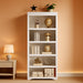5-Tier Farmhouse Bookshelf, 69" Open Bookcase, Adjustable Shelf, White | Tall Storage Shelf Rack, 23.6"W Wooden Floor Standing Storage Organizer for Living Room, Home Office & Study, Anti-Tip