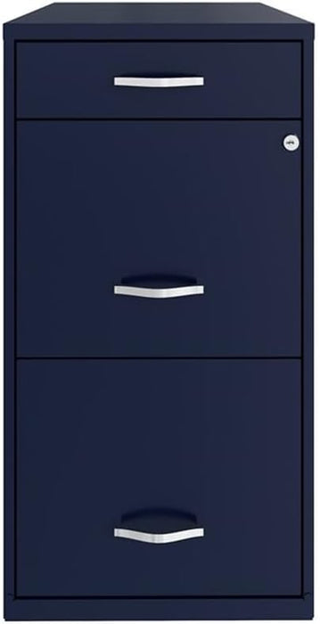 Space Solutions 18In Deep 3 Drawer Metal Organizer File Cabinet Navy, Letter Size, Fully Assembled