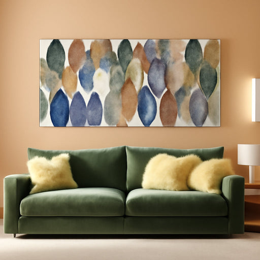 Colorful Leaf Canvas Wall Art, Abstract Botanical Blue White Brown Artwork Nature Plant Print Pictures for Living Room Bedroom Kitchen Decor 24X48 Inch