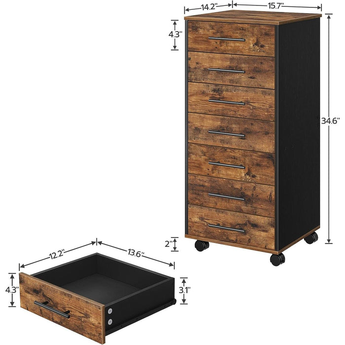 7-Drawer Wooden File Cabinet for Home Office