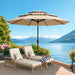 10 FT Patio Umbrella, 3 Tier Outdoor Table Umbrella with 8 Sturdy Glass Fiber Ribs and Push Button Tilt, Outdoor Patio Umbrellas for Market Pool Garden Backyard, 1.5" Pole, Champagne (No Base)