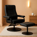 Recliner Chair with Ottoman, 360° Swivel Faux Leather Reclining Chair W/Adjustable Backrest, Footrest, Sturdy Metal Base, Upholstered Armchair for Living Room Bedroom Study, Office, Black