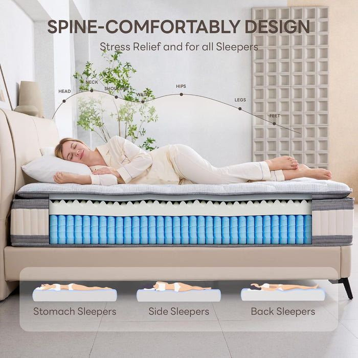 Full Mattress, 10 Inch Gel Memory Foam Mattress Zoned Pressure Relief with Medium Firm, Mattress in a Box Individual Pocket Springs for Motion Isolation, SG Made, Certipur-Us Certified