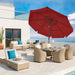 9 Ft 3 Tier Outdoor Patio Umbrella with Push Button, Red