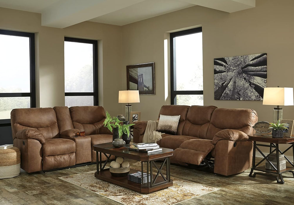 Brown Faux Leather Recliner Loveseat