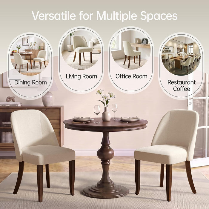 Dining Chairs Set of 4, Upholstered Wooden Kitchen Chairs, Beige