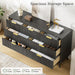 55" Wide Fluted Dresser for Bedroom with 7 Drawer, Modern Chest of Drawers with Curved Profile Design and Metal Handles, Wood Dresser TV Stand & Storage Organizer for Living Room, Black