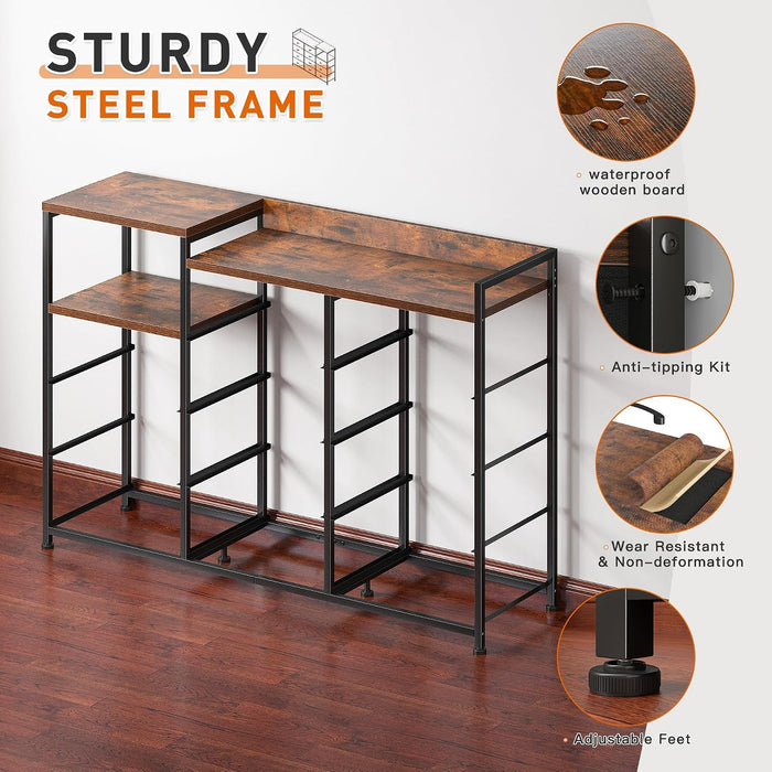 Dresser for Bedroom with 11 Drawers, Open Shelf, 49.6" W, Brown