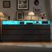 Drawer Dresser for Bedroom with Power Outlet, Black Dressers with LED Light,Dresser Chest of Drawers for Closet,Wood Dressers Organizer Cabinet (Black 9 Drawers)