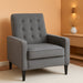 Ezra Ezra Pushback Recliner - Mid-Century Modern Gray Fabric Upholstery - Button Tufted Back - Residential & Commercial Use