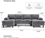Sectional Couch, 111'' W Corduroy U Shaped Sofa with Sleepable Armrests, 4 Seat Couch with Double Chaises, Deep Sofa for Living Room, Grey