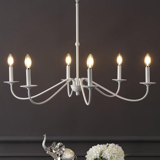 34.75Inch White Six Light Farmhouse Iron Chandelier