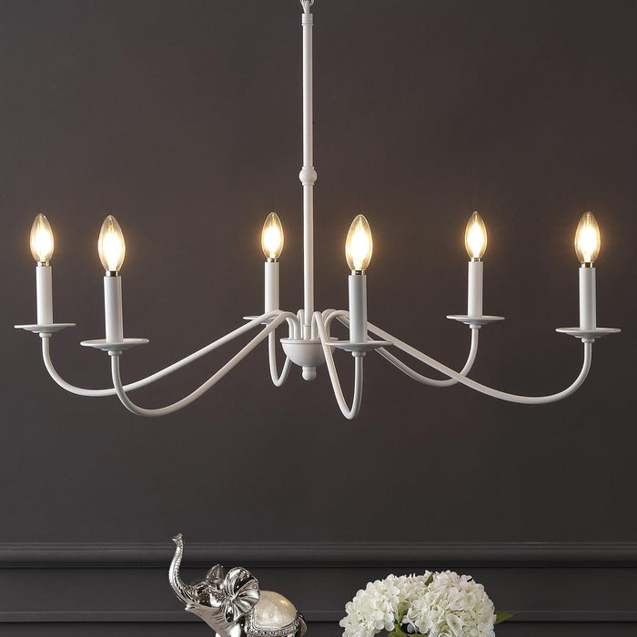 34.75Inch White Six Light Farmhouse Iron Chandelier