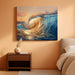 Wall Art Canvas Painting Big Waves in the Sea 1 Piece Ocean Sunset Huge Waves Nature Picture Poster Print Framed Ready to Hang for Living Room Bedroom Artework 71X36Inch
