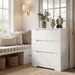 Modern 3 Drawer Dresser, Wood Chest of Drawers with Storage, Tall Nightstand with Cut-Out Handles, Side End Table, Accent Storage Cabinet for Living Room, Entryway, White