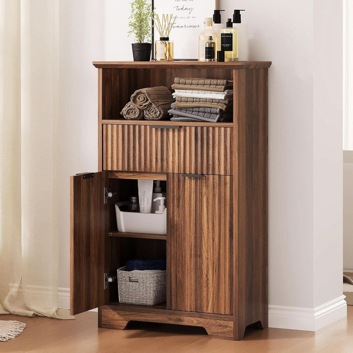 Fluted Buffet Cabinet with Storage, Modern Coffee Bar Cabinet