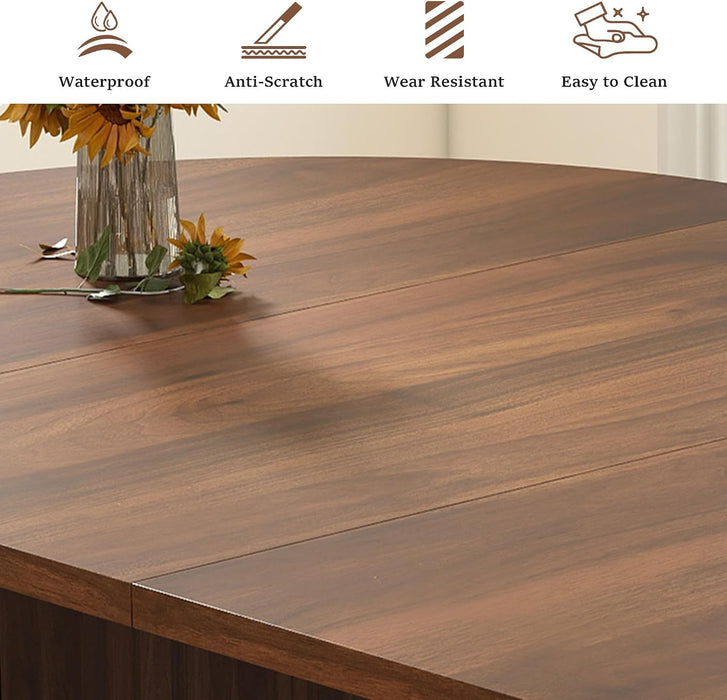 41 In-78 in Extendable Dining Room Table for 4-8, round Expandable Kitchen Table with Fluted Base, Modern Farmhouse Oval Dinner Tables for Dining Room Kitchen Living Room (Walnut)