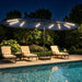 15FT Patio Umbrella with Solar Light Bar, Large Double-Sided Outdoor Table Umbrella with Base, Crank, Steel Ribs and Pole for Patio, Beach Sun Umbrellas for Backyard, Poolside, Navy Blue