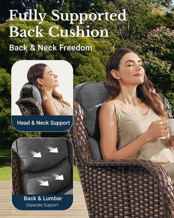 Luxury Outdoor Swivel Rocker Patio Chairs of 2 with Side Table