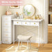 Makeup Vanity Desk No Mirror, 37.2 Inch Vanity with 3 Drawers, Girls Vanity Dressing Table for Bedroom, Small Vanity Table Home Office Desk for Small Spaces, White