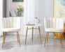 Velvet Dining Chairs Set of 2 Upholstered Gold Metal Legs Cream Mid Century Modern Accent Chair for Living Room Kitchen Dining Room, Cream