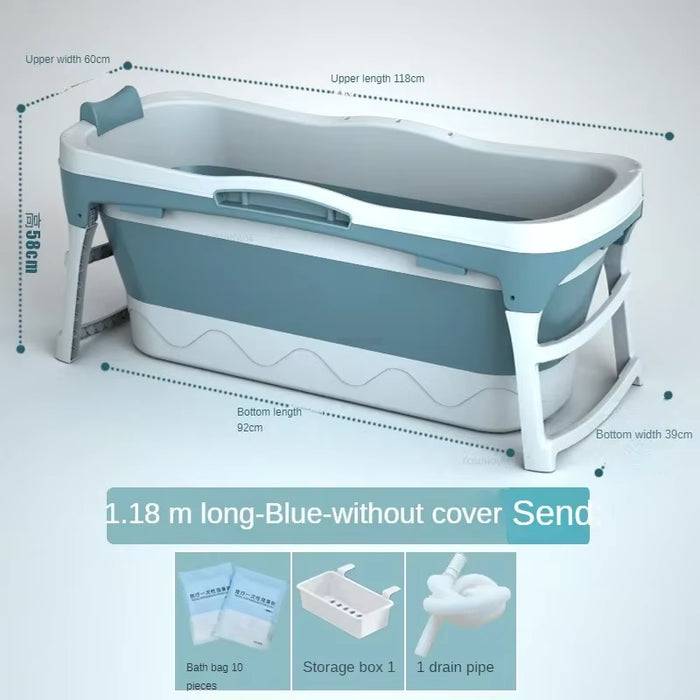 Simple Adult Foldable Portable Bathtubs Creative Bathroom Full Body Hot Tub Home Ice Bath Bucket Thickened Plastic Swimming Pool