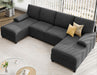 Black U-Shaped Sectional Sofa with Chaises