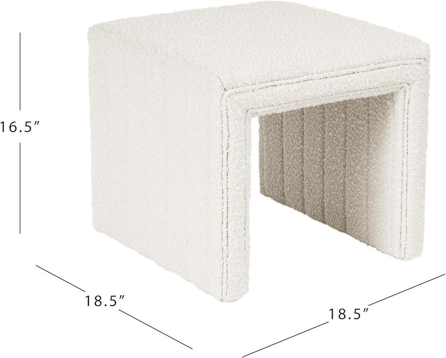Modern Channel Tufted Ottoman Home Décor|Ottoman for Living Room & Bedroom - Cream Boucle