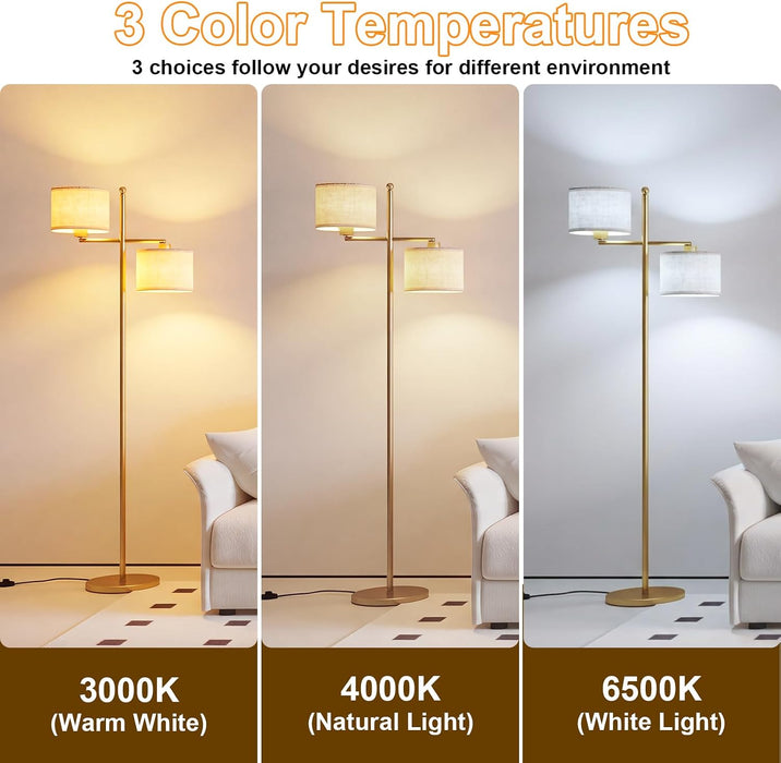67" Unique Floor Lamp with Rotatable Linen Shade and Led Bulb