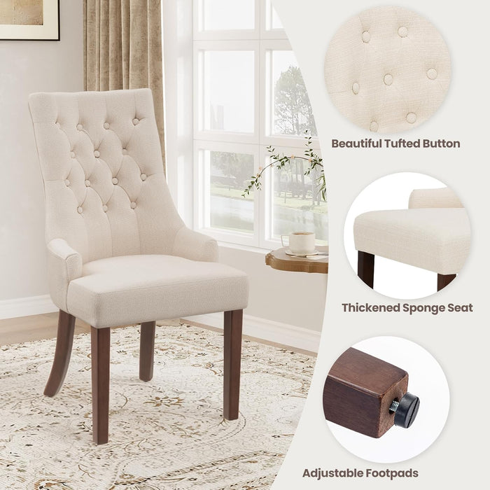 7-Piece Rectangular Dining Table Set for 6, 63" Industrial Kitchen Table with 6 Tufted Parsons Dinner Chairs for Dining Room, Kitchen, Living Room, Brown+Beige