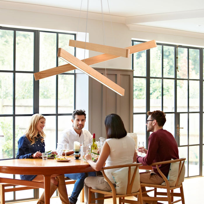 Handcrafted Premium Solid Ash Wood ThreeLight Pendant