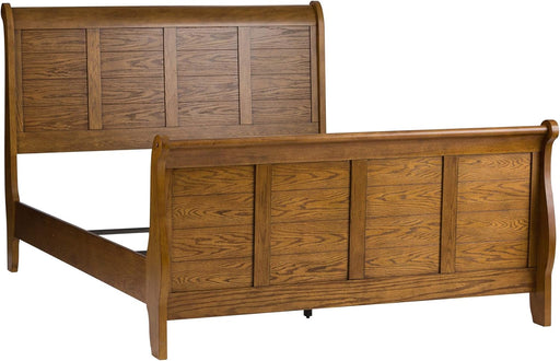Liberty Furniture Industries Grandpa'S Cabin Queen Sleigh Bed, Medium Brown Aged Oak