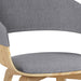 Lowell Mid Century Modern Bentwood Dining Chair with Light Wood in Light Grey Polyester Linen, for the Dining Room