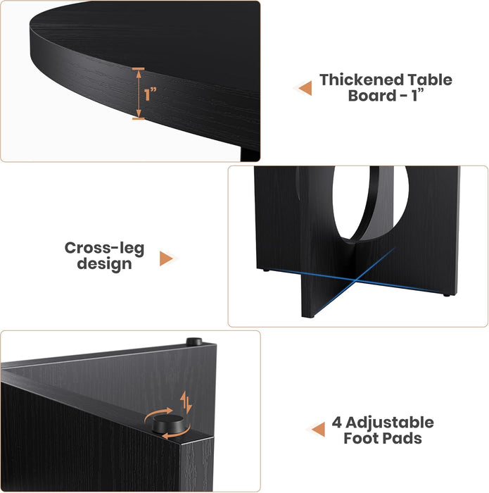 47 Inch CircularLayout Dining Table Black SpaceSaving