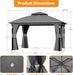 Patio Gazebo 11'X13' with LED Lights & Bluetooth Speaker, Heavy Duty Outdoor Canopy Shelter with Metal Frame, Double Roofs, Soft Top Gazebo with Netting and Curtains for Backyard, Gray