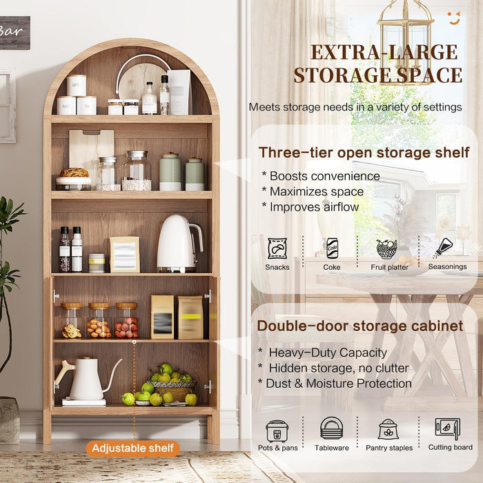Tall Arched Pantry Cabinet With Adjustable Shelves