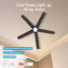 52-Inch Quiet Smart Black Ceiling Fan Brushless